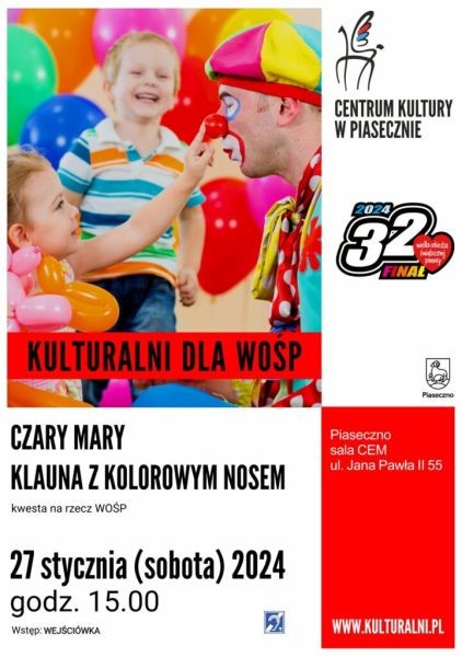 Czary Mary klauna z kolorowym nosem - spotkanie w Piasecznie  - City Media