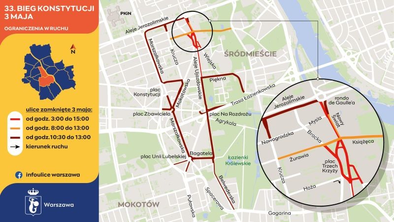 Bieg Konstytucji na nowej trasie w Śródmieściu - City Media